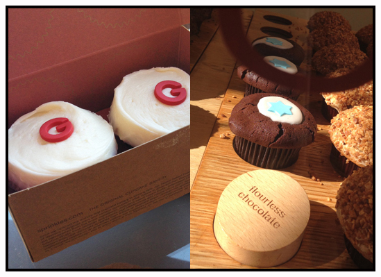 Sprinkles gluten free red velvet cupcakes and gluten free flourless chocolate cupcakes