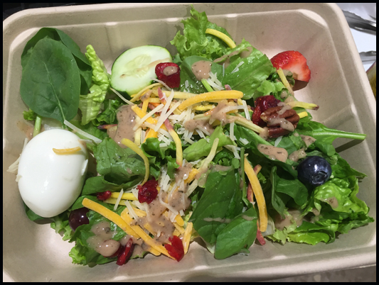 A huge assortment of fresh, organic vegetables are displayed at the Del Mar salad bar