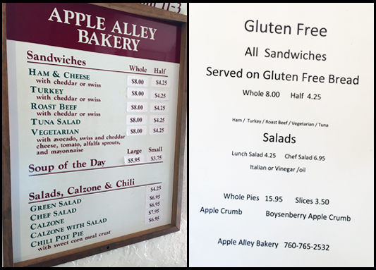 Apple Alley Menu Julian California