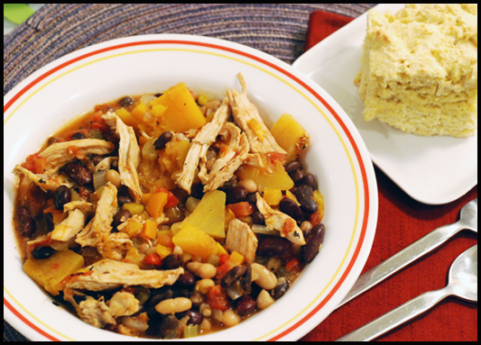 Gluten-free Butternut Squash Chicken Chili plated