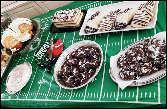 Cocoa Pebbles Crispy Football Treats tabled